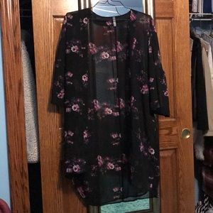 Black and Rose Sheer Kimono/Shall